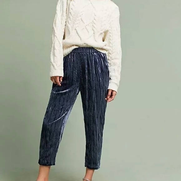 Anthropologie Blue Cropped Pants - Picture 2 of 8